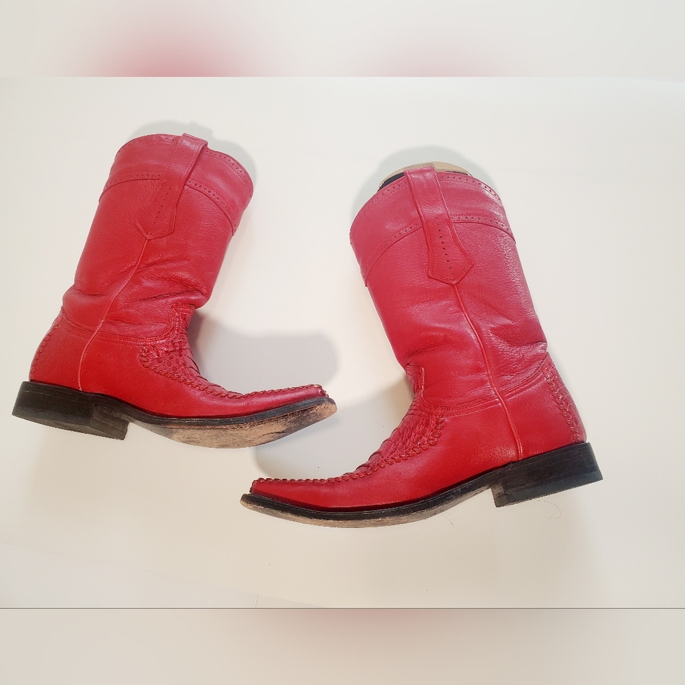 Red los altos western leather crocodile boot